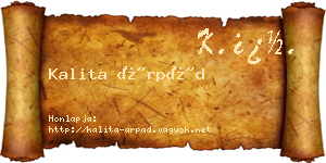 Kalita Árpád névjegykártya