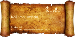 Kalita Árpád névjegykártya